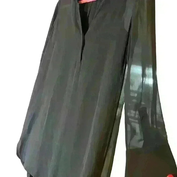 VINCE Double Layer Shirttail Dress Size 4 Black Sheer Lined Cocktail 100% Silk - Picture 4 of 5